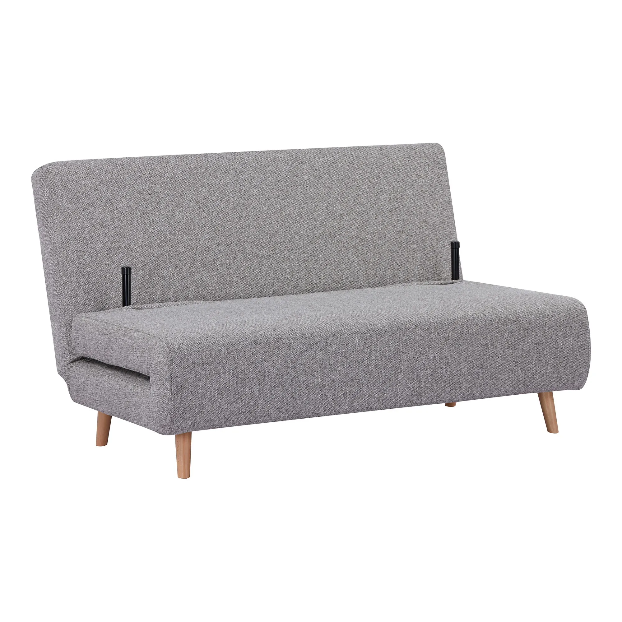 Sofa rozkładana 2-osobowa MARLOW szara naturalne drewniane nóżki