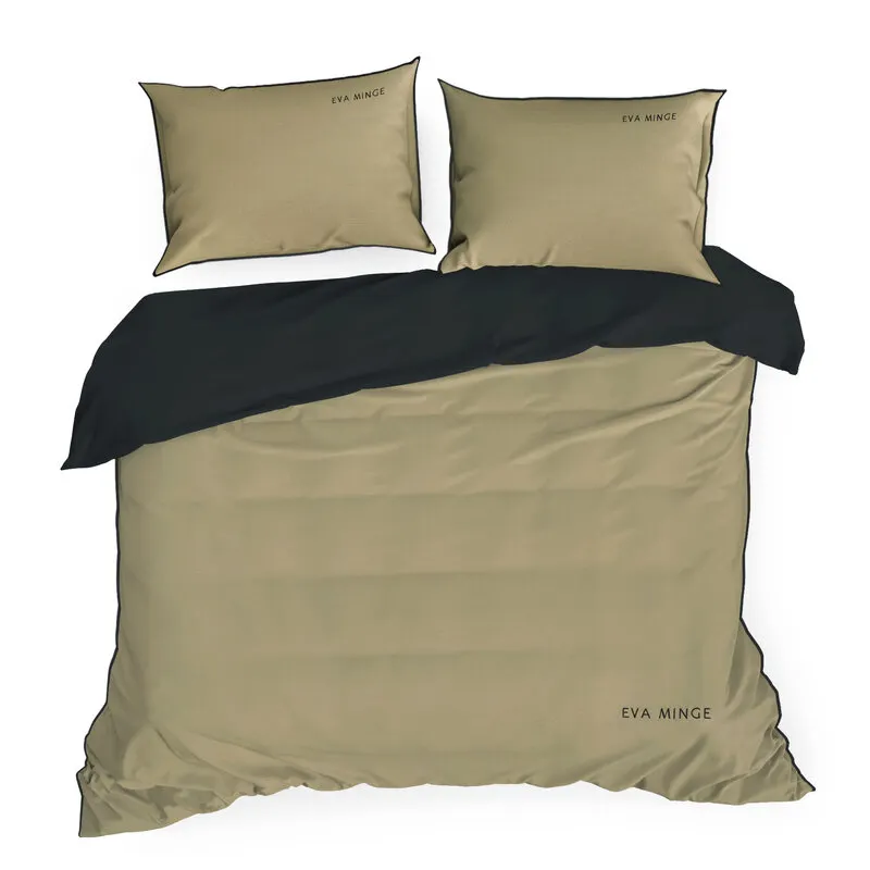 POŚCIEL H 220 X 200 CM BEŻOWY CZARNY - EU_440328