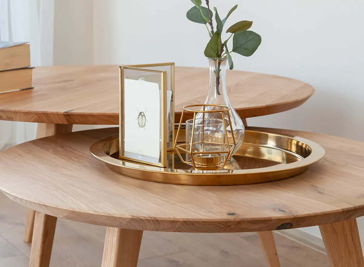 Stolik kawowy dębowy ORBETELLO okragły 70 cm - dąb olejowany - 3SORB58