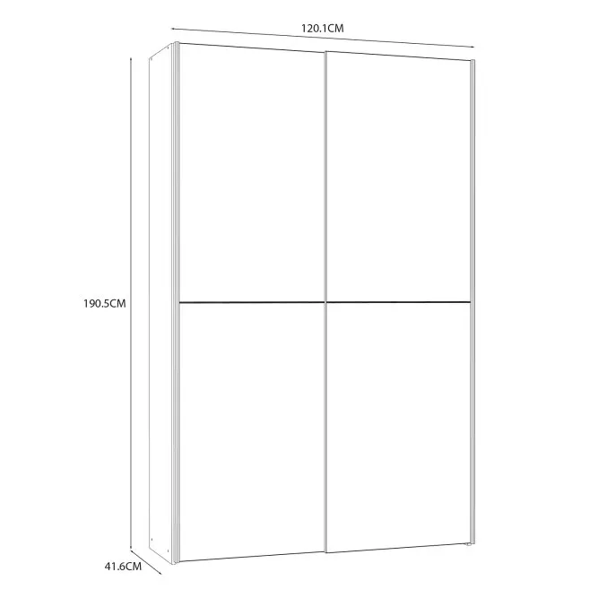 Szafa 2-drzwiowa OZZULA drzwi przesuwne 120cm dąb sonoma biały - OZLS62237-Q45F