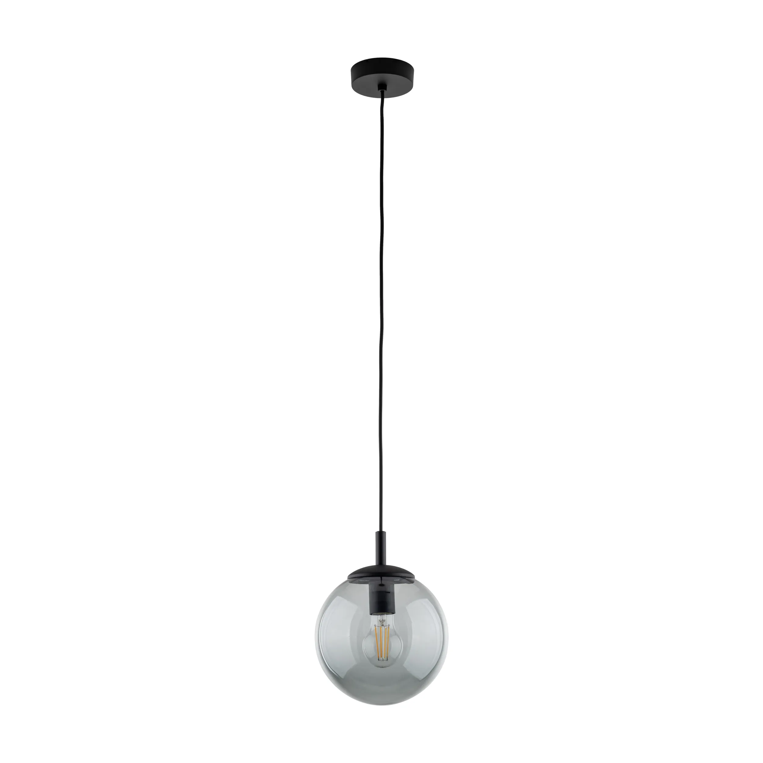Lampa wisząca ESME czarna ze szklanym okrągłym przyciemnianym kloszem 180x30cm
