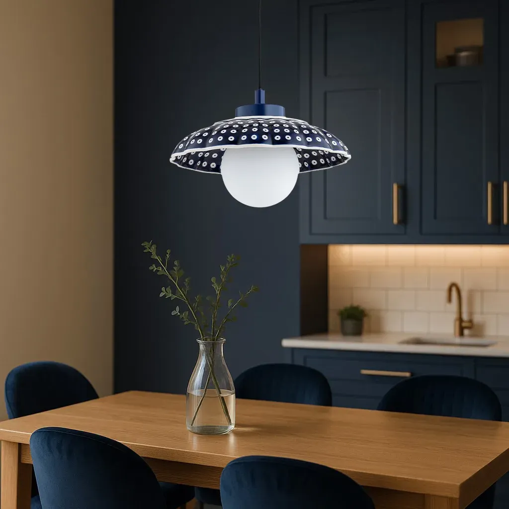 Lampa wisząca muszla BOLL ceramika bolesławiecka granatowy — zdjęcie 6
