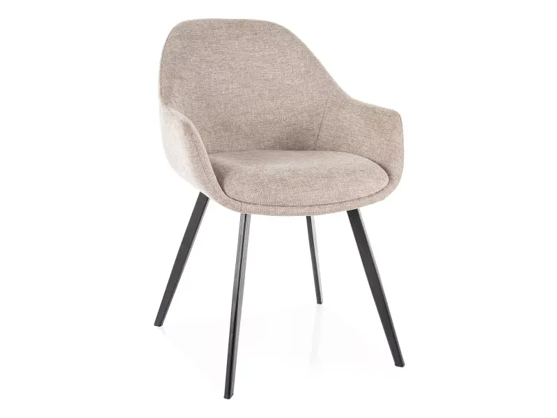 Krzesło tapicerowane VINTO BREGO beżowe/czarne nogi Krzesło tapicerowane VINTO BREGO beżowe/czarne nogi