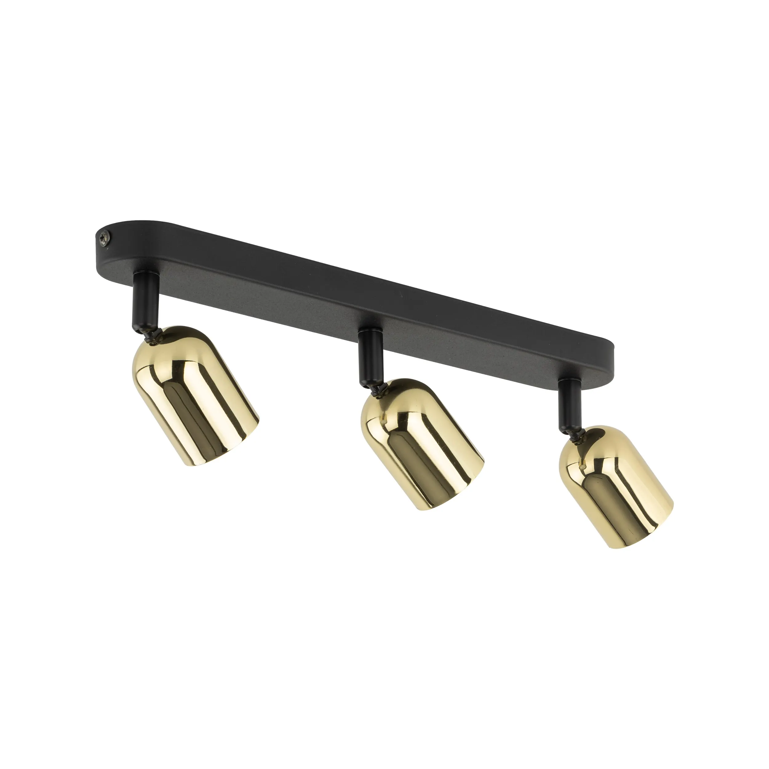 Lampa sufitowa TOP czarna ze złotymi regulowanymi reflektorami metalowa listwa 52x18x14cm - TK_6032