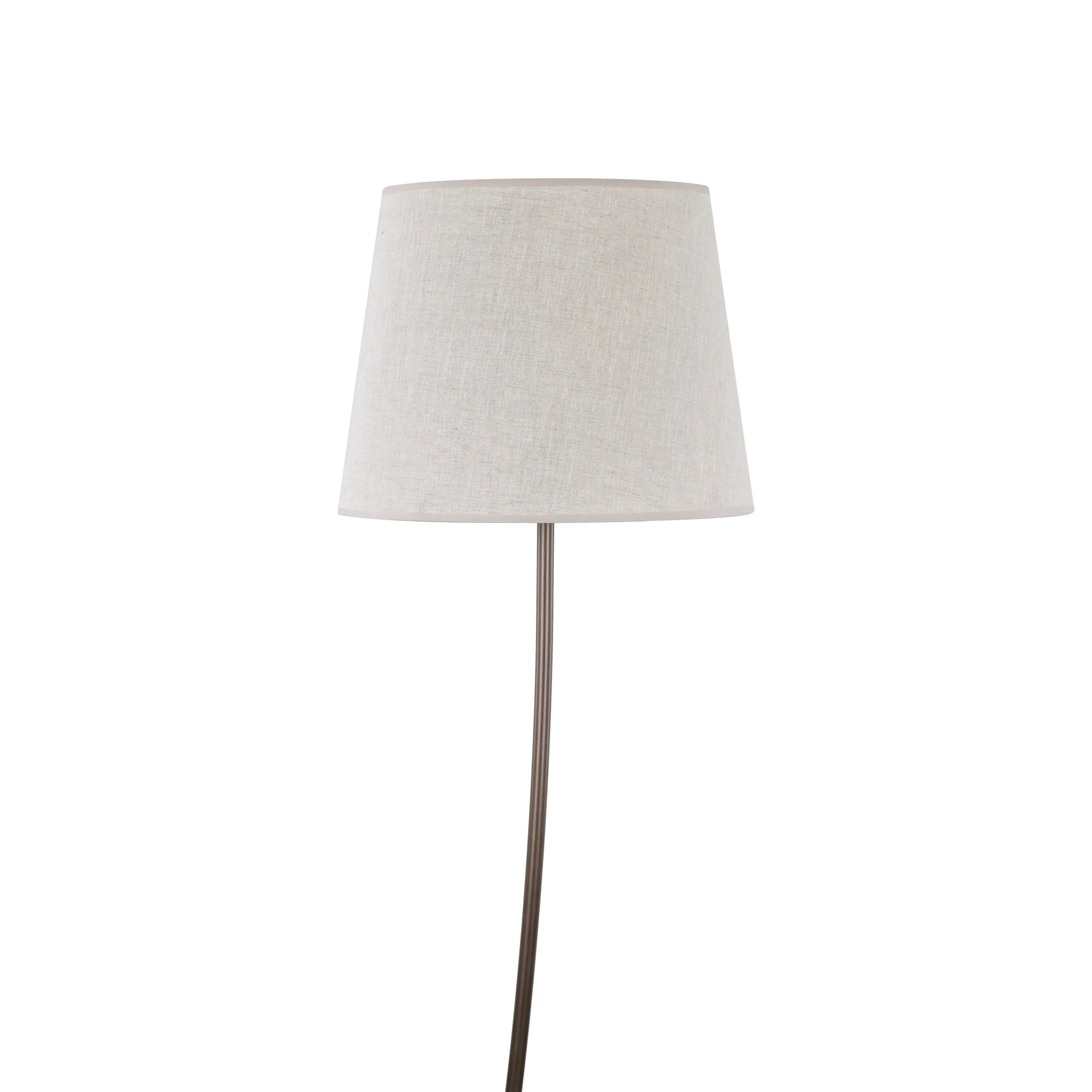 Lampa podłogowa NICOLA brązowa z abażurem z tkaniny okrągłym 150x44cm - TK_16028