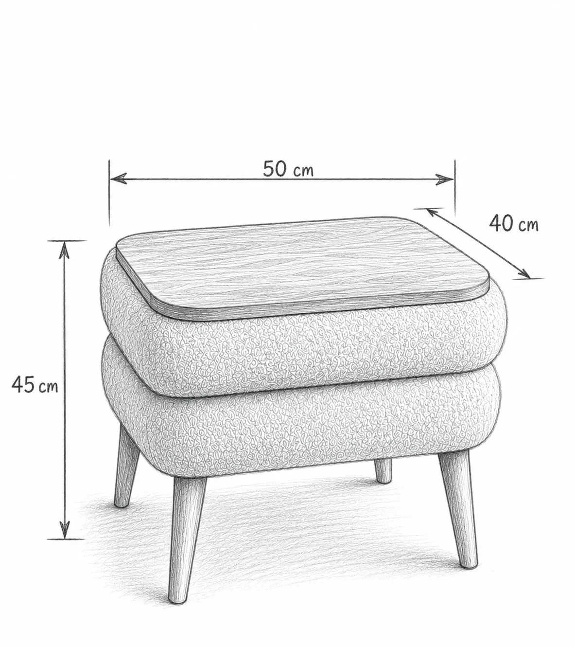 stolik, taboret, drewniane nóżki, tapicerka, mebel do salonu