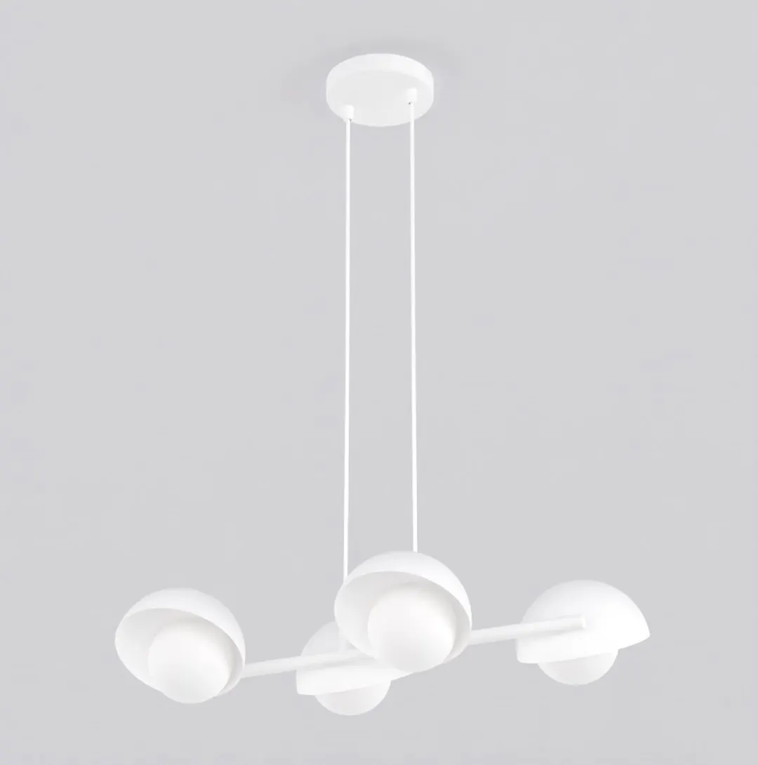 lampa wisząca, kinkiet sufitowy, trzy klosze, biały kolor, minimalistyczny design