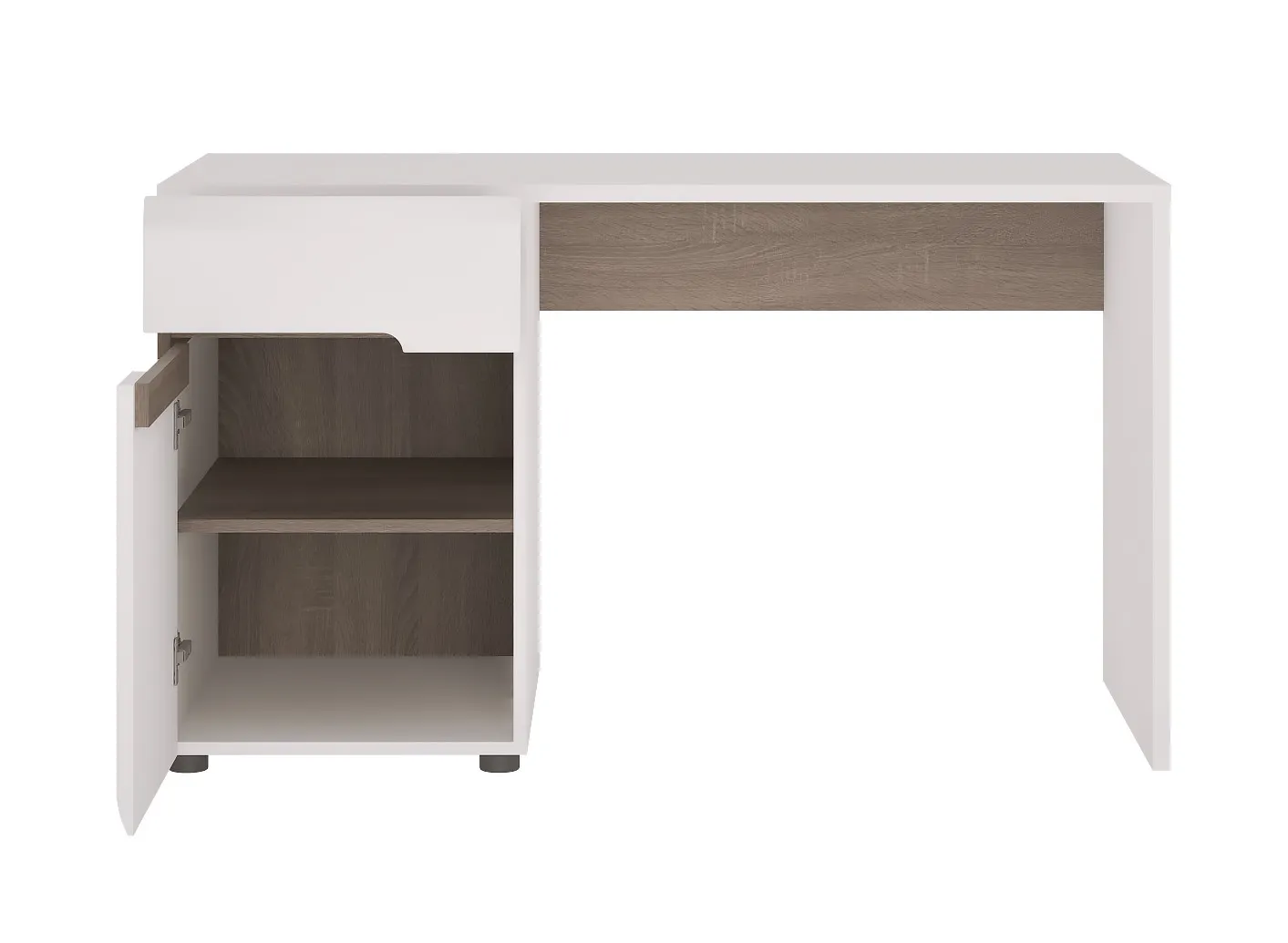 Biurko 1-drzwiowe z 1 szufladą LINATE TYP 80 Biały, Trufla, Biały połysk - 6001038000058