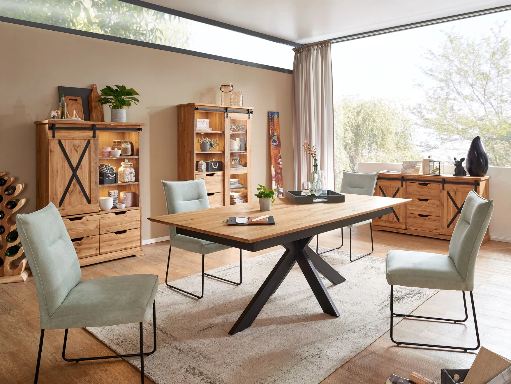 Komoda dębowa TIDY 2-drzwiowa z 3 szufladami 150x83 dąb olejowany - GK_1034240401