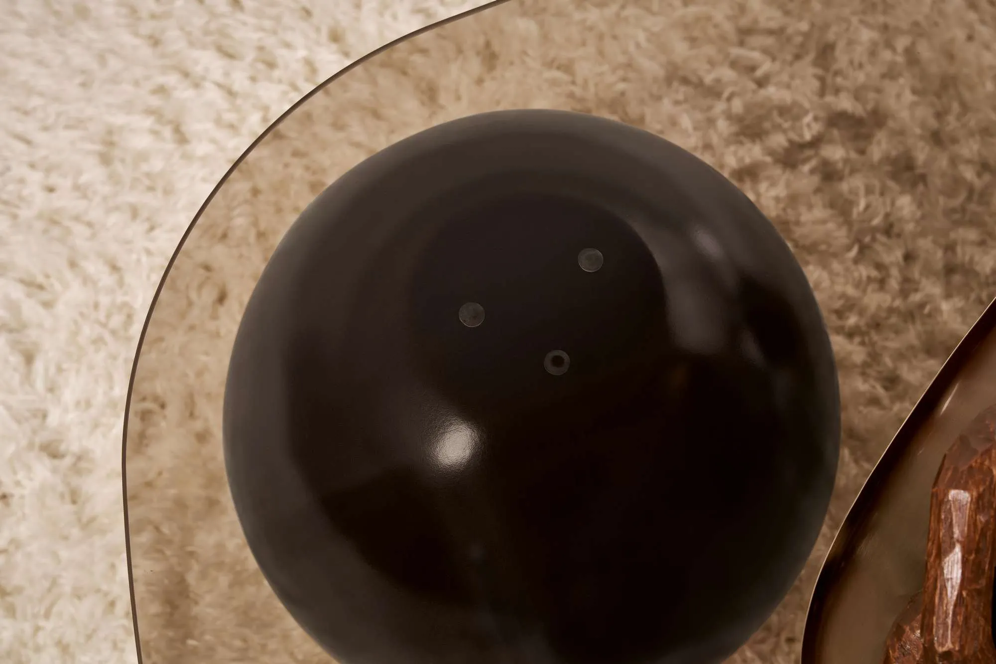 Stolik kawowy EVARA 75x118 nogi kule czarne blat brązowy - ASI_857NRD1123