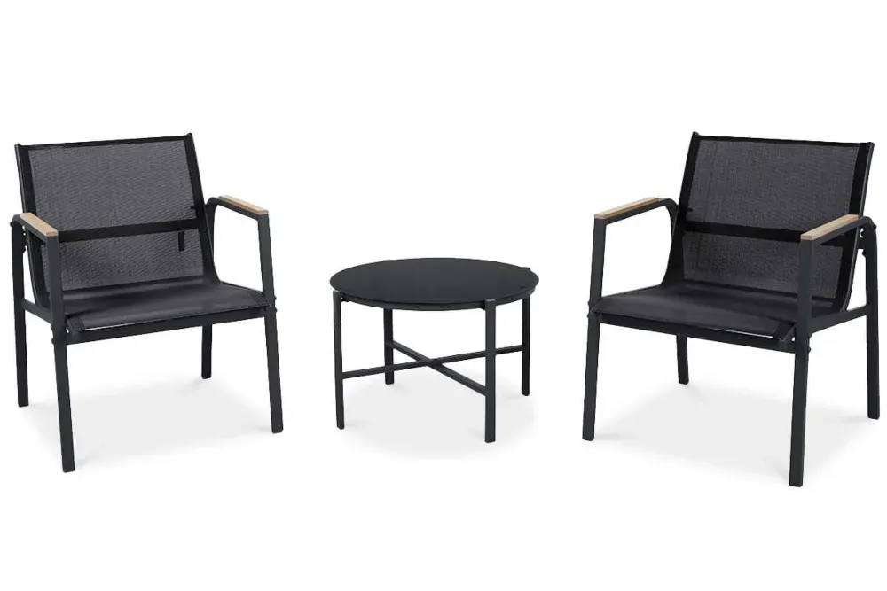 Zestaw ogrodowy MANGO BALCONY 2 fotele + stolik kawowy - czarny