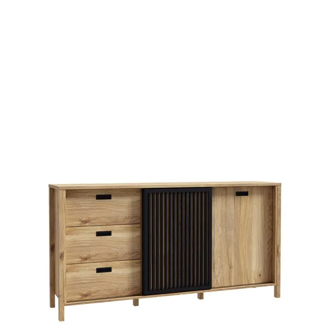 Komoda 2-drzwiowa z szufladami JYTANA dąb mauvella Komoda 2-drzwiowa z szufladami JYTANA dąb mauvella