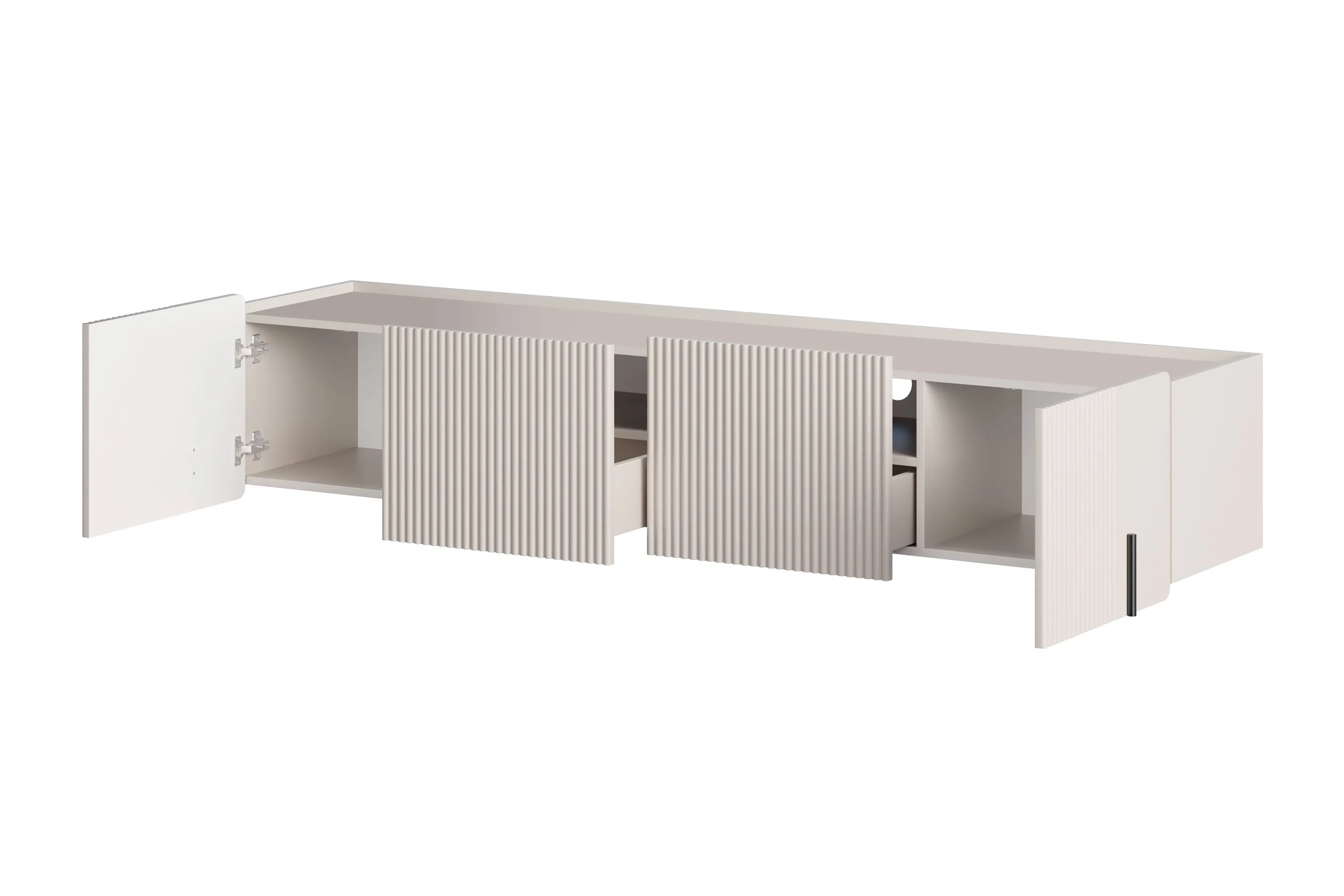 Szafka RTV wisząca MALMI 2-drzwiowa z 2 szufladami 200cm - kaszmirowy - czarny - B_167030