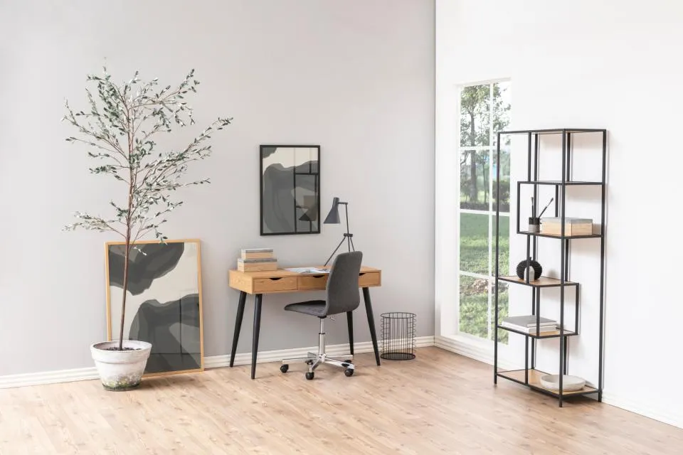 Biurko z 3 szufladami NEPTUN 110x50x77cm dąb naturalny czarny — zdjęcie 10