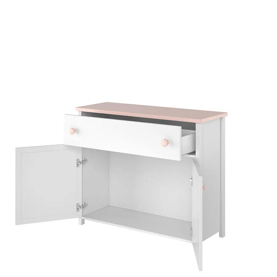 Komoda LUNA LN-05 biało-różowa - LN5BR