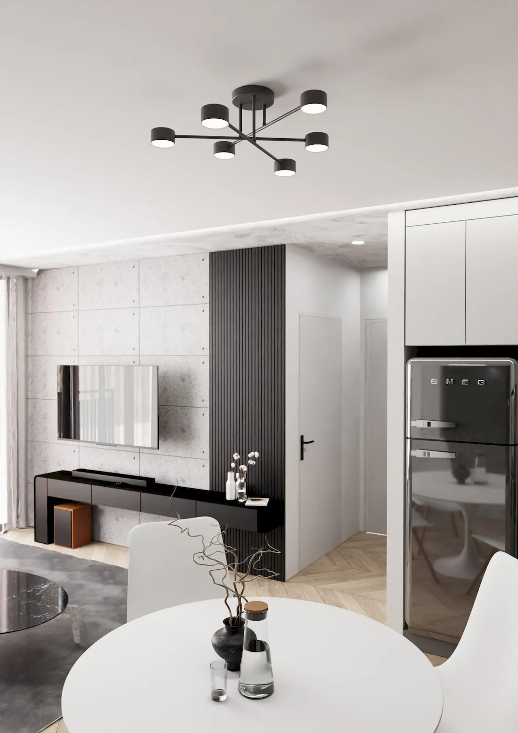 image lampa sufitowa, modern design, czarna lampa, kuchnia