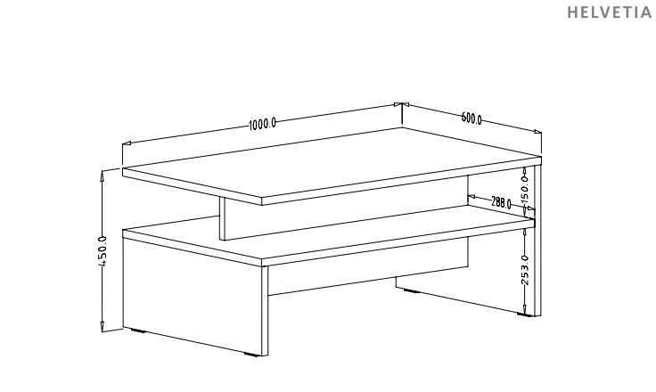 Stolik kawowy z półką BAROS 100x60 orzech satynowy touchwood - 24Z6BM99