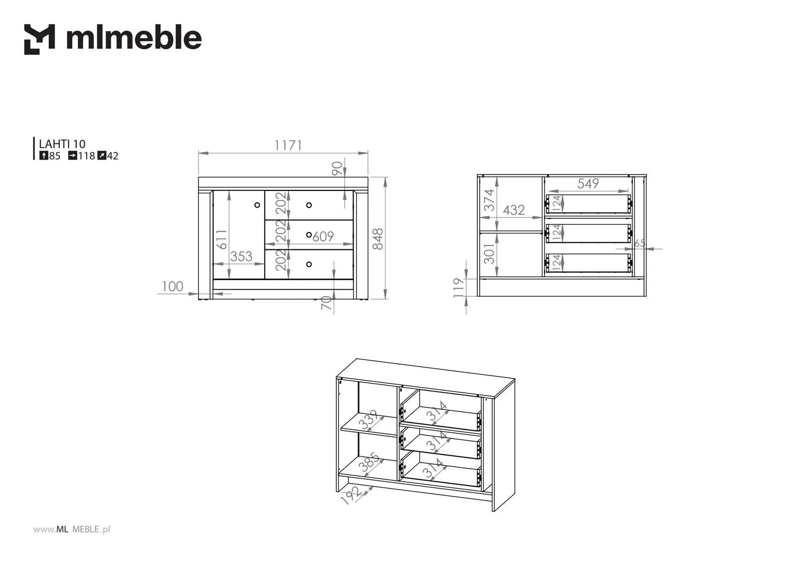 Komoda LAHTI 10 biała ML Meble - 1LAHT10-001