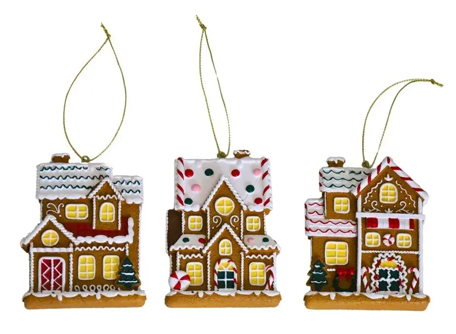 Zawieszka DOMEK PIERNIKOWY 3 sztuki wielokolorowe Zawieszka DOMEK PIERNIKOWY 3 sztuki wielokolorowe