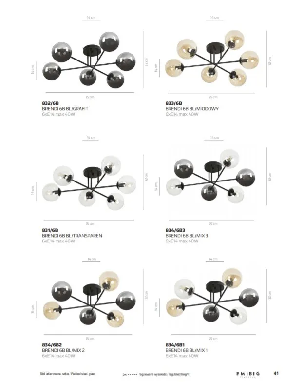 Lampa sufitowa BRENDI Czarny 831/6B - 831/6B