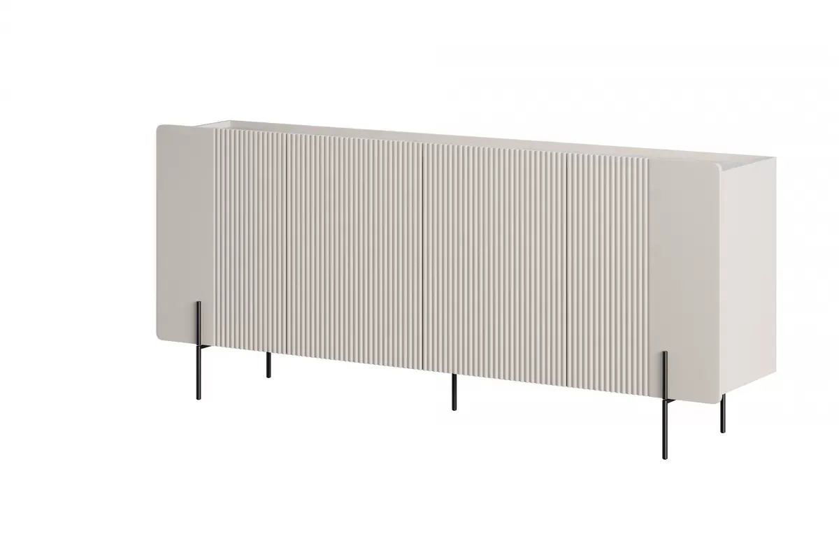 MALMI Komoda 200 4D - cashmere / crema bianca  / czarne nogi