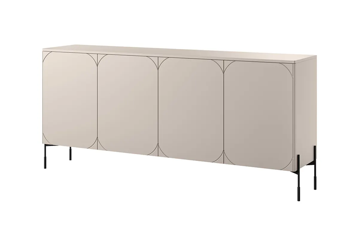 Komoda SONATIA 200 z 2 szufladami - kremowy - czarny mat