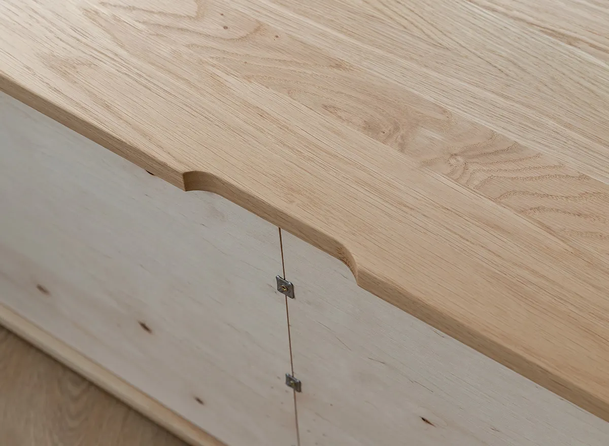 Szafka RTV z szufladami drewniana DIVISIONE listwa led 184 cm dąb olejowany - ZIDIV10