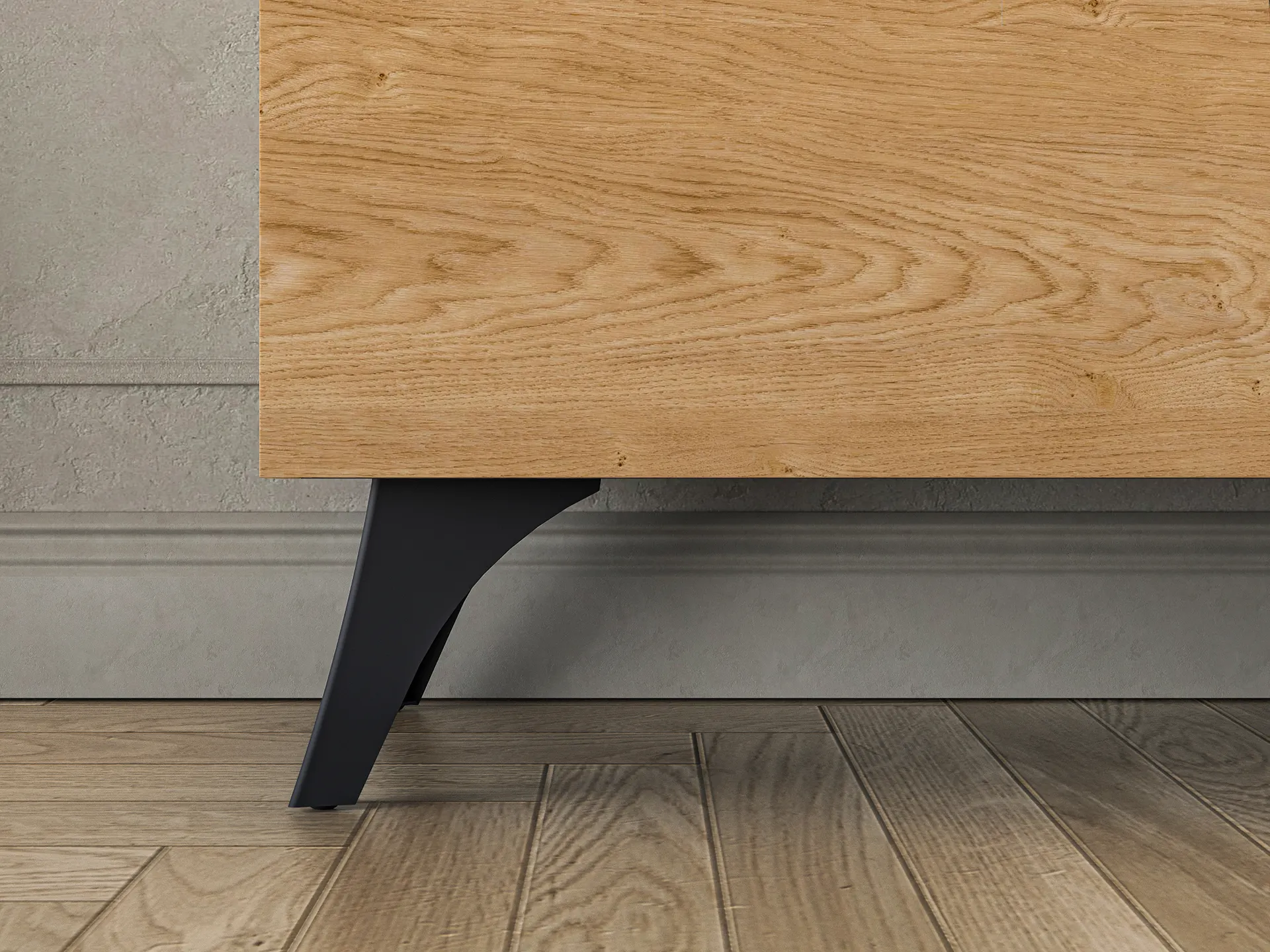 Komoda 1-drzwiowa z 3 szufladami TOSCANIA 05 dąb baltic dune jesion prestige czarny - 1TOSC05-001