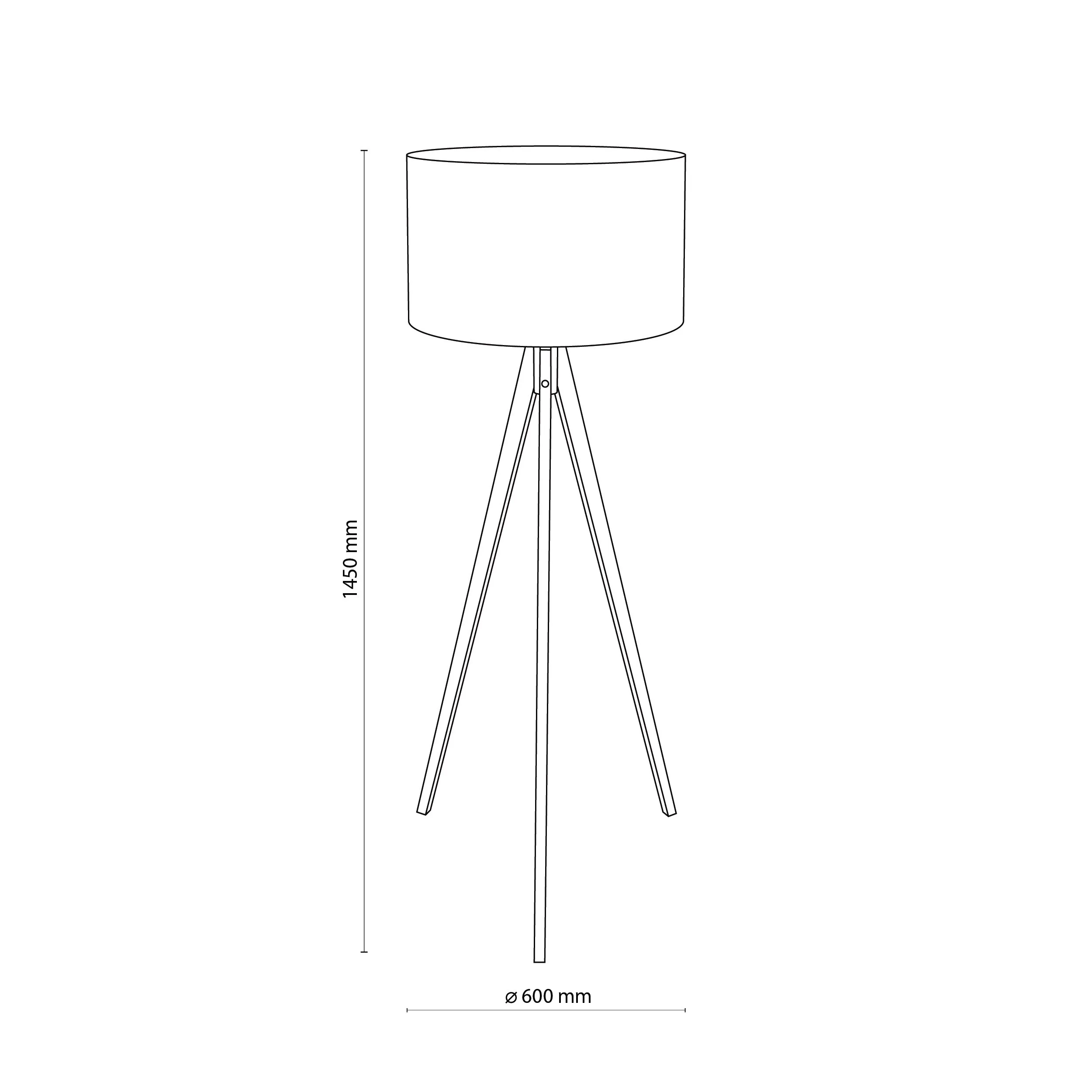 Lampa podłogowa TREVISO sosnowe nogi czarny okrągły abażur 145x60cm - TK_5039