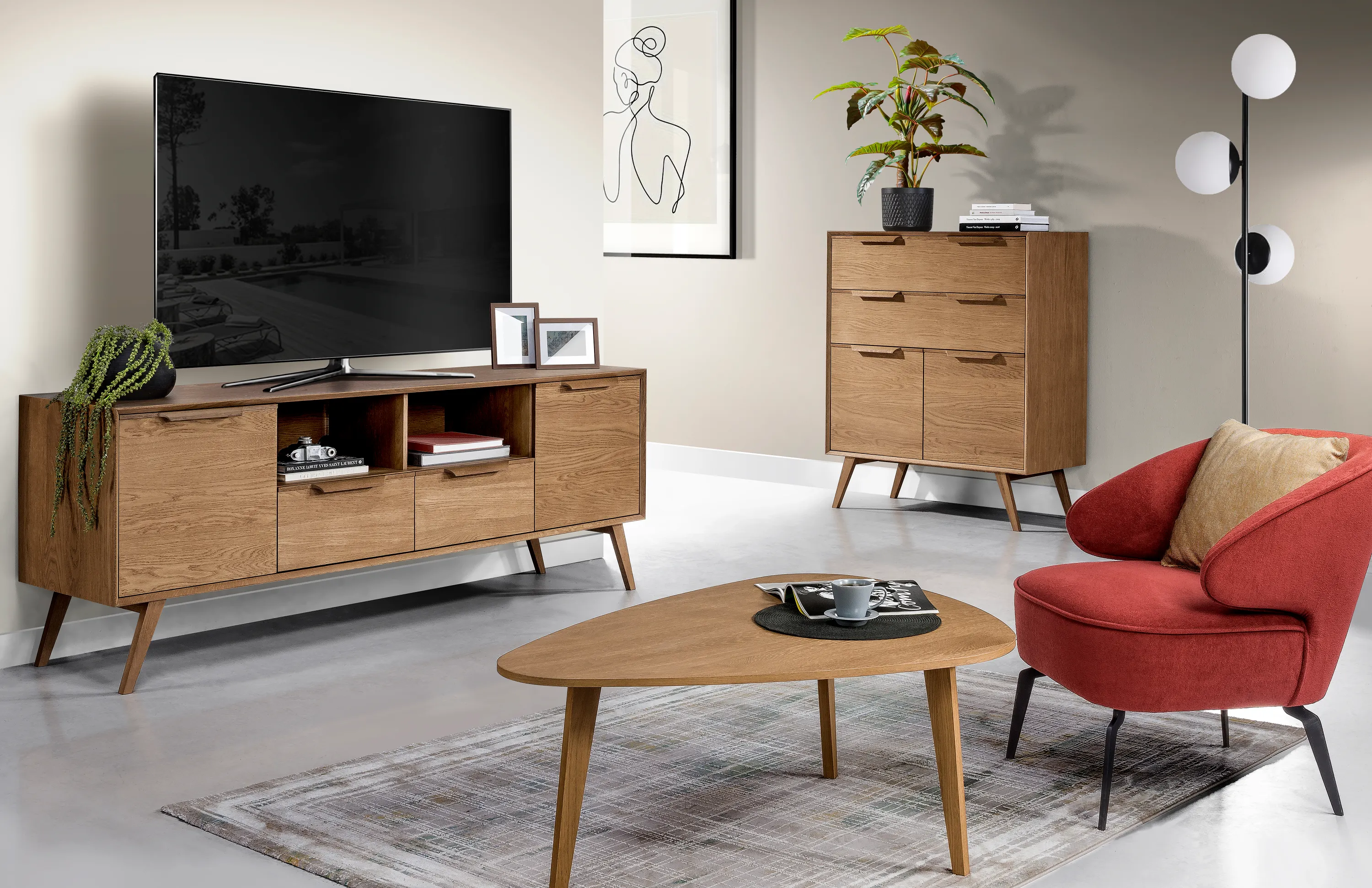 Komoda 2-drzwiowa z 2 szufladami LEO 15 - dąb karmel - TH-100-1725