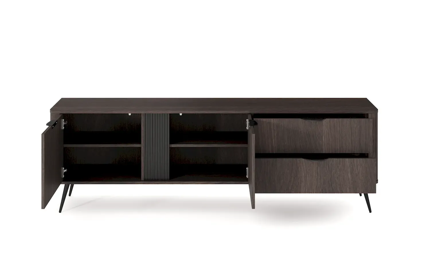 Szafka RTV 2-drzwiowa z 2 szufladami VERIS 195 dąb dunin czarny - LA_VERIS_RTV_195_2D2S