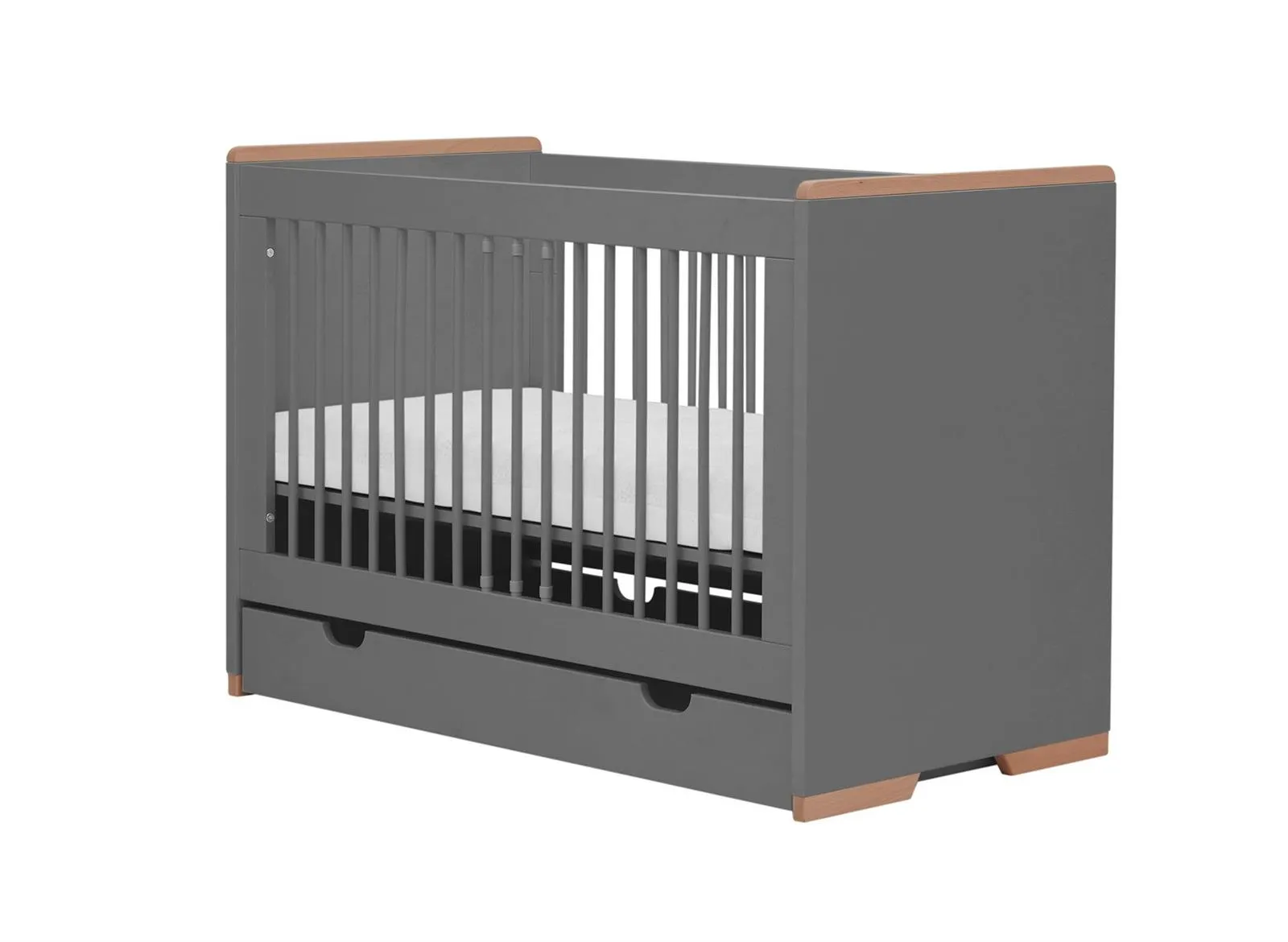Łóżeczko SNAP regulacja wysokości 60x120 ciemnoszare - PIN_023-010-162