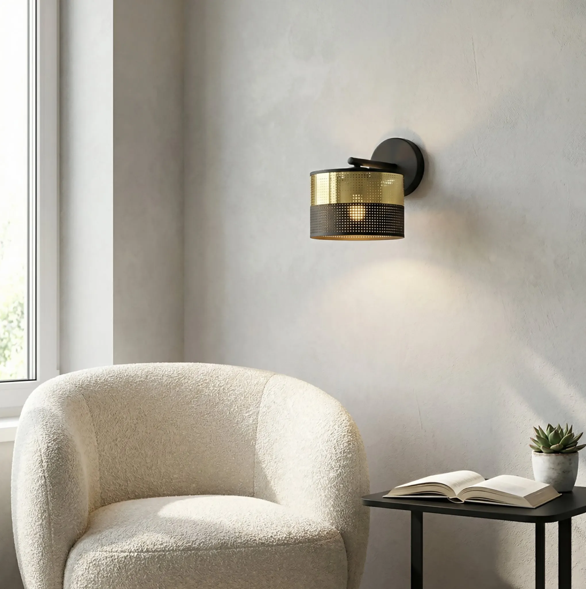 lampa ścienna, kinkiet, metalowy, czarna oprawa, lampka nocna
