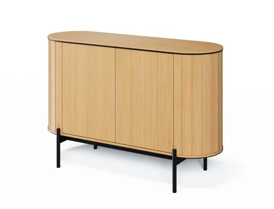 Zaokrąglona komoda 2-drzwiowa Rotto RT-02 124cm dąb vincenza/eukaliptus