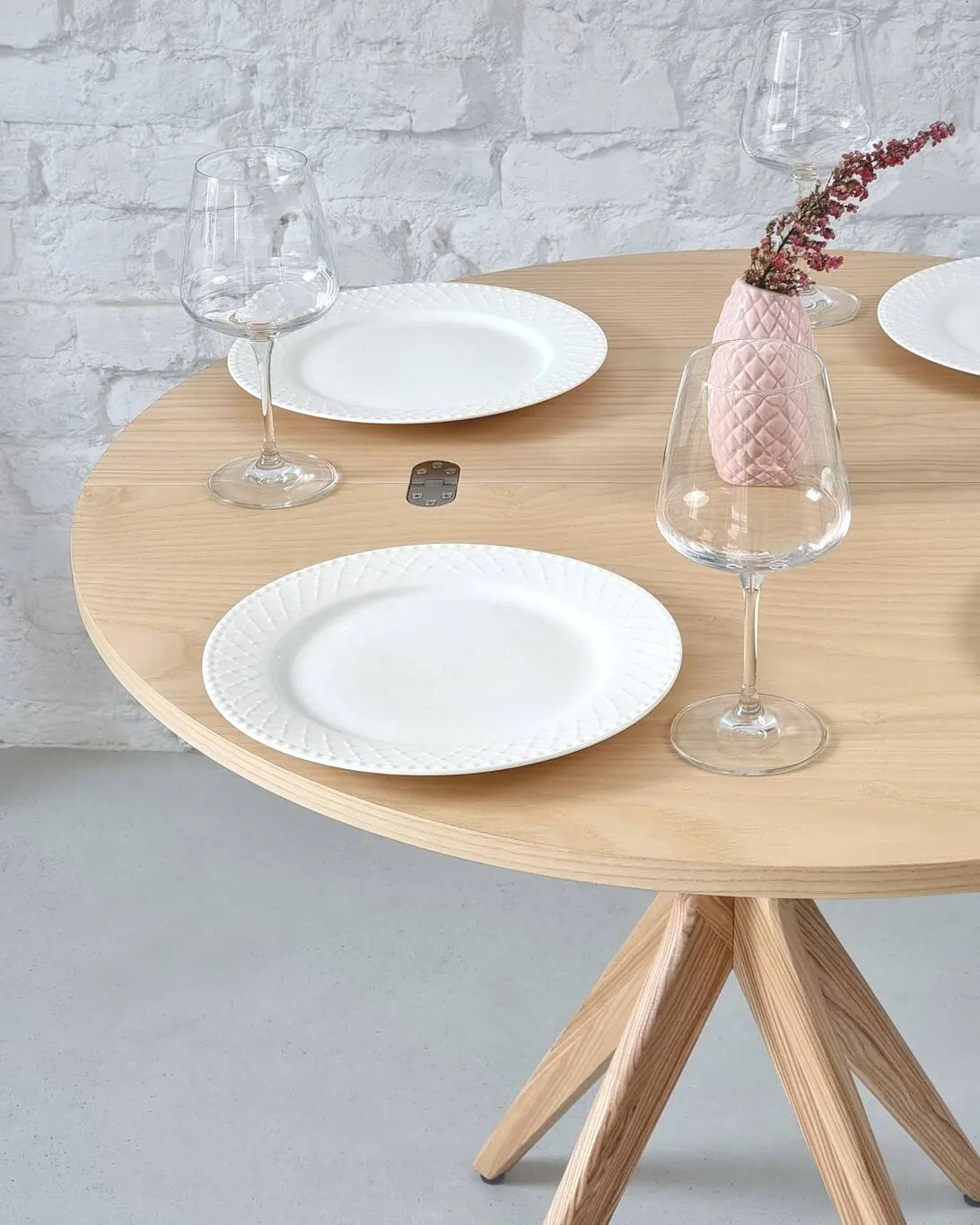 Stół półokrągły rozkładany JUBI śr. 90cm naturalny - RGBTJ_E_ASH