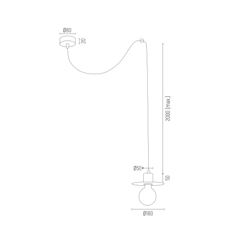 CORSO_3834-3835-3836 Lampa wisząca CORSO biała z dodatkowym punktem zaczepienia 200x60cm - 3834