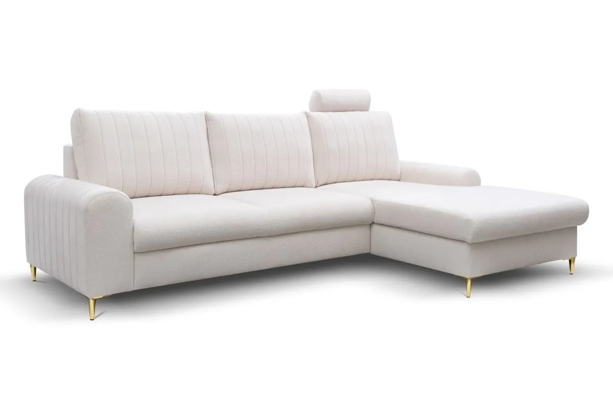 Narożnik rozkładany z pojemnikiem MONACO LOFT 251 cm prawy kremowy Narożnik rozkładany z pojemnikiem MONACO LOFT 251 cm prawy kremowy