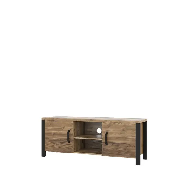 Komoda 2-drzwiowa RTV OLIN 147 cm appenzeller fichte czarna