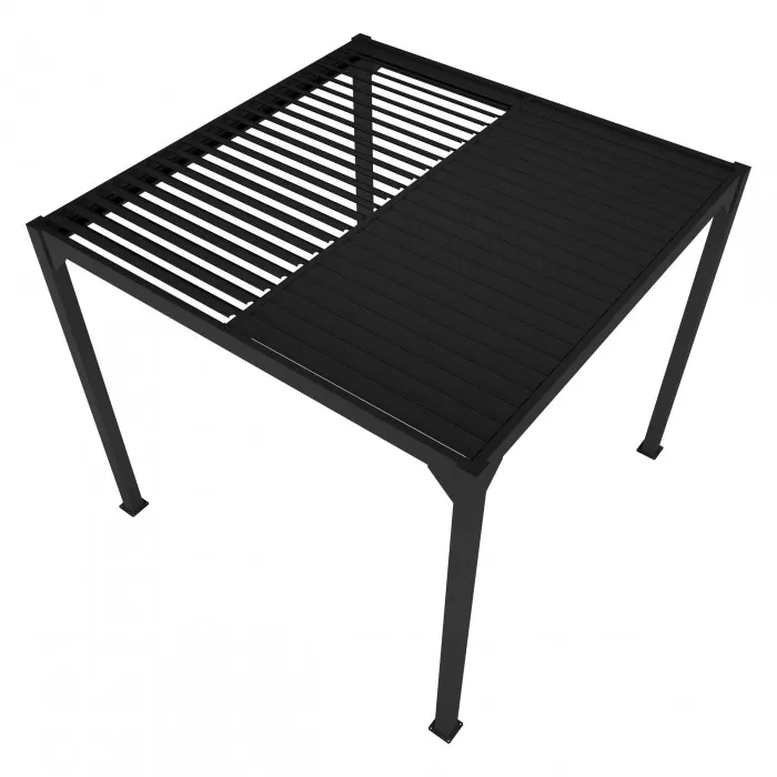 ogrodowy grill, metalowy stół ogrodowy, kratkowany blat, czarna konstrukcja, ramowy stół grillowy