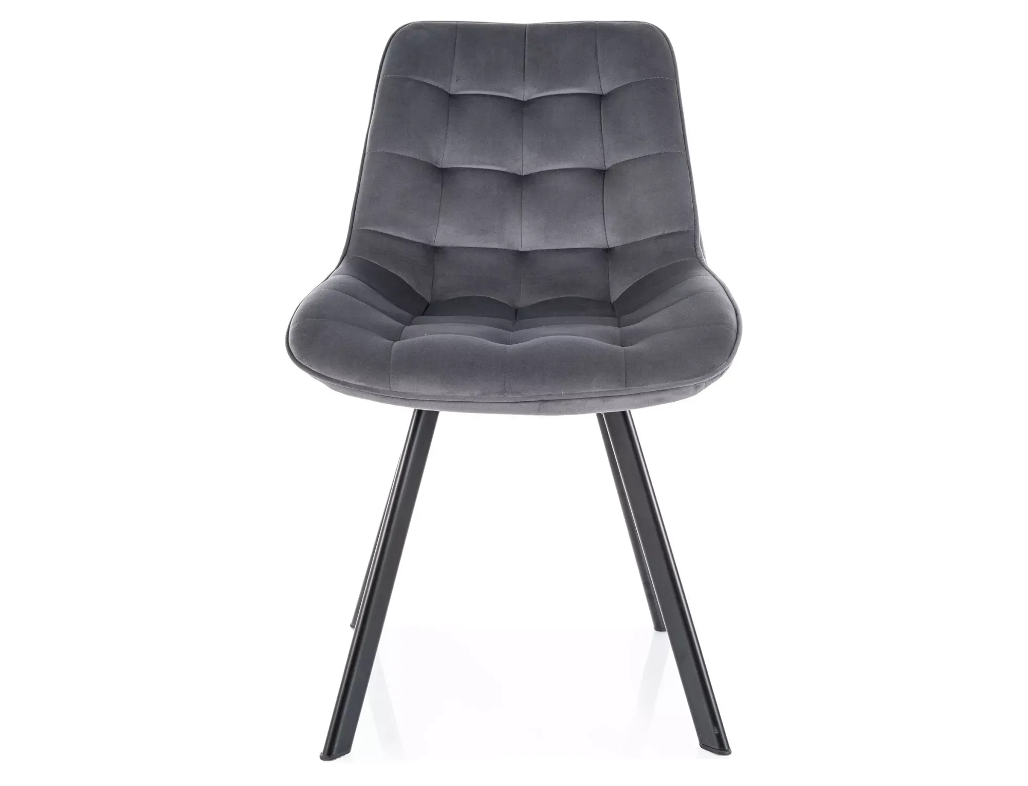 Krzesło tapicerowane MONTI VELVET pikowane szare na czarnych nogach - MONTIVCSZ
