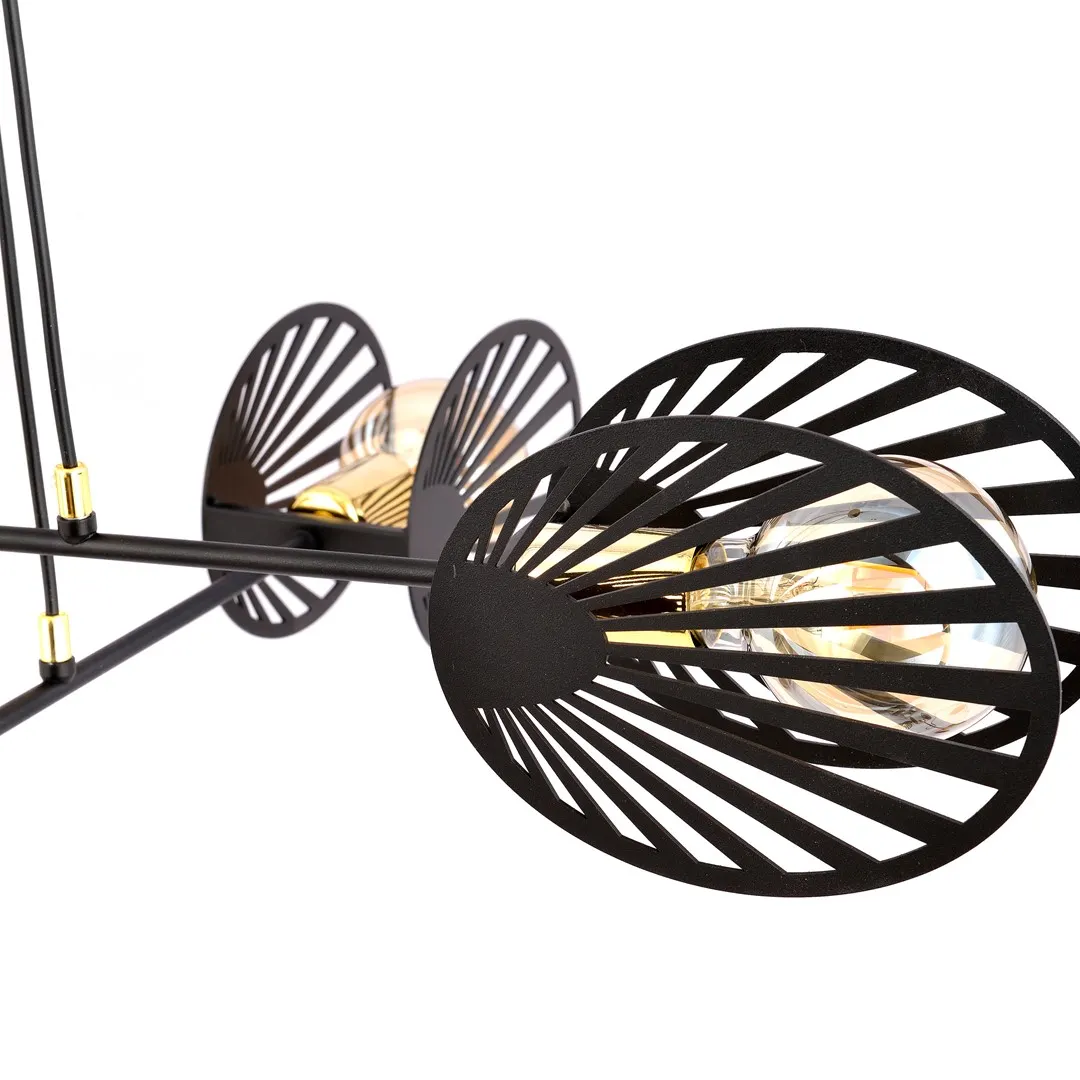 lampa wisząca, metal, czarna, kula, żywica żarówki