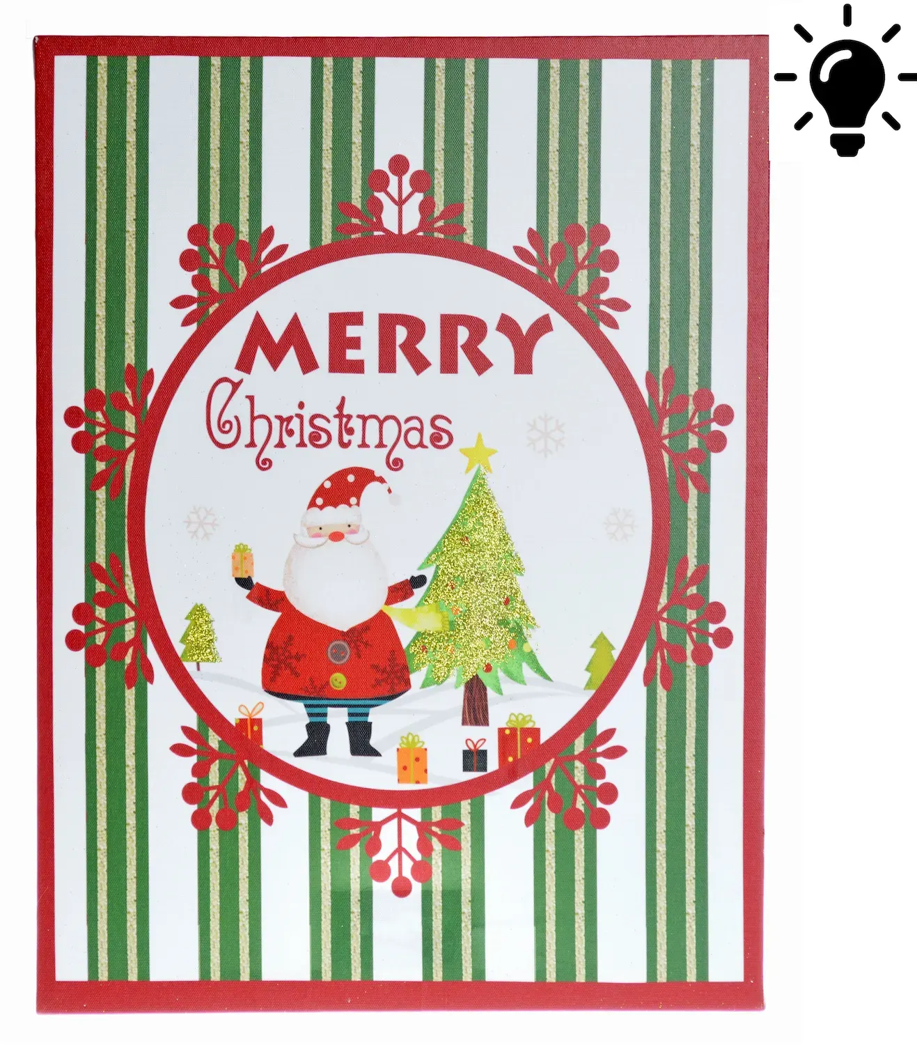 Obraz LED Z MIKOŁAJEM czerwony zielony