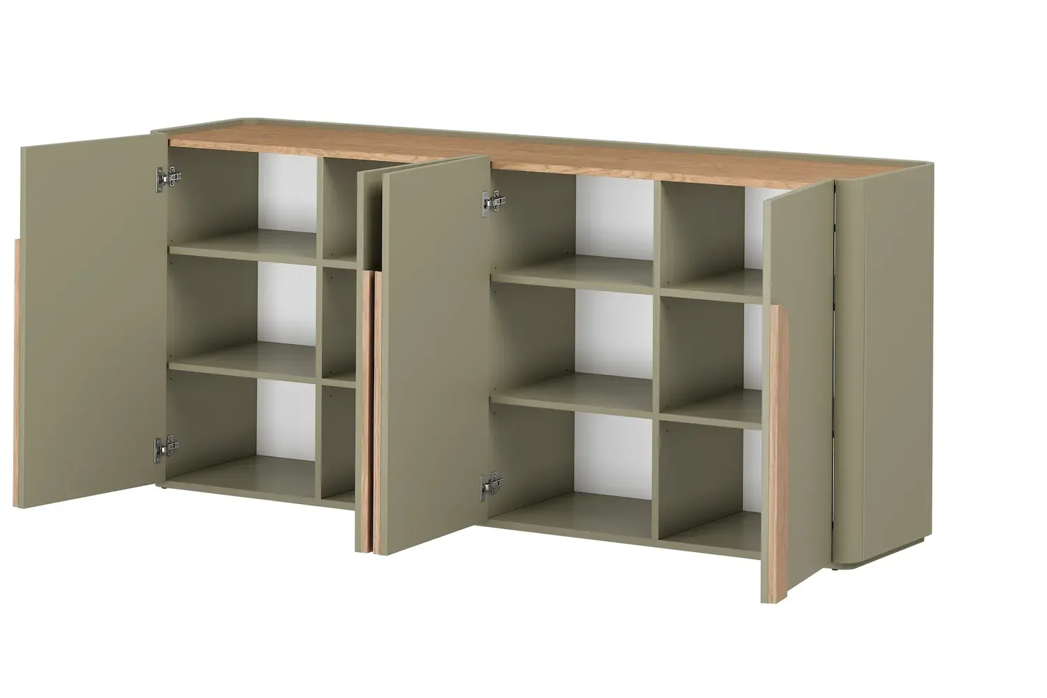 Komoda 4-drzwiowa AMILIO 200 - eukaliptus dąb baltic dune uchwyty dąb naturalny - B_167070