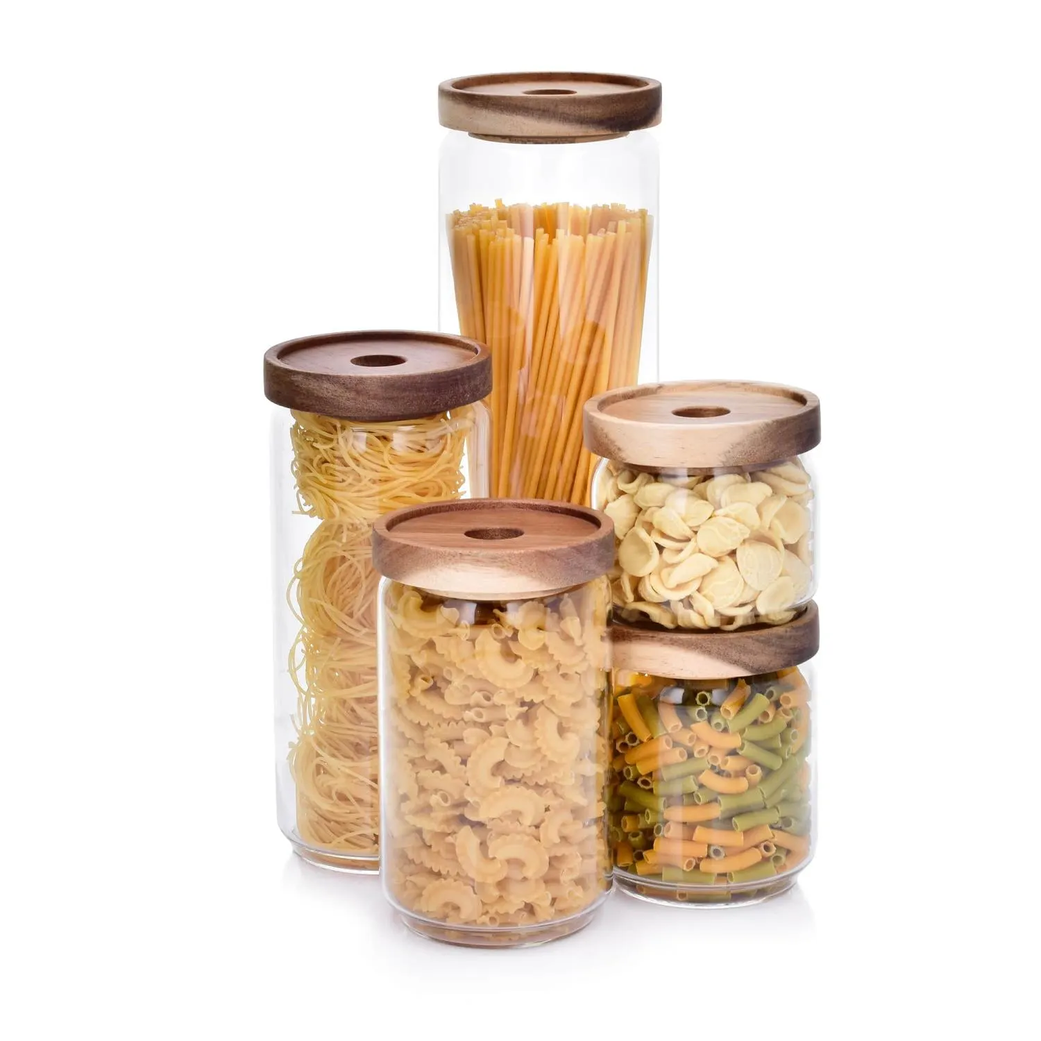 słoik, miska, spaghetti, makaron, zestaw