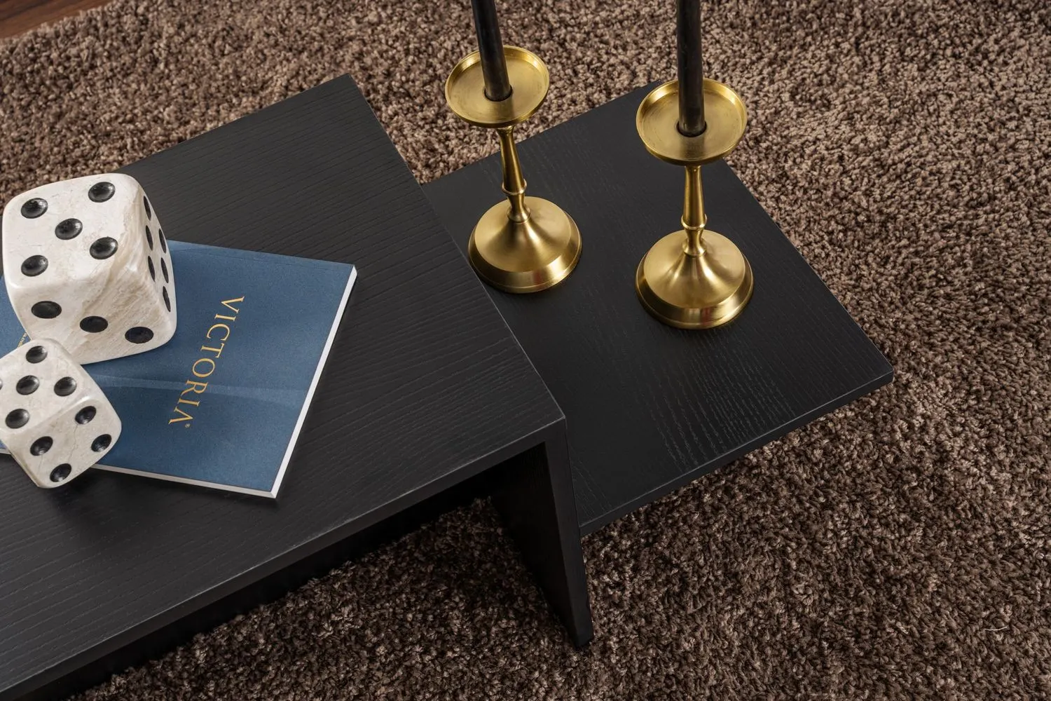 Stolik kawowy z boczną półką HARMONY 40x80 czarny - ASI_241NRD1227