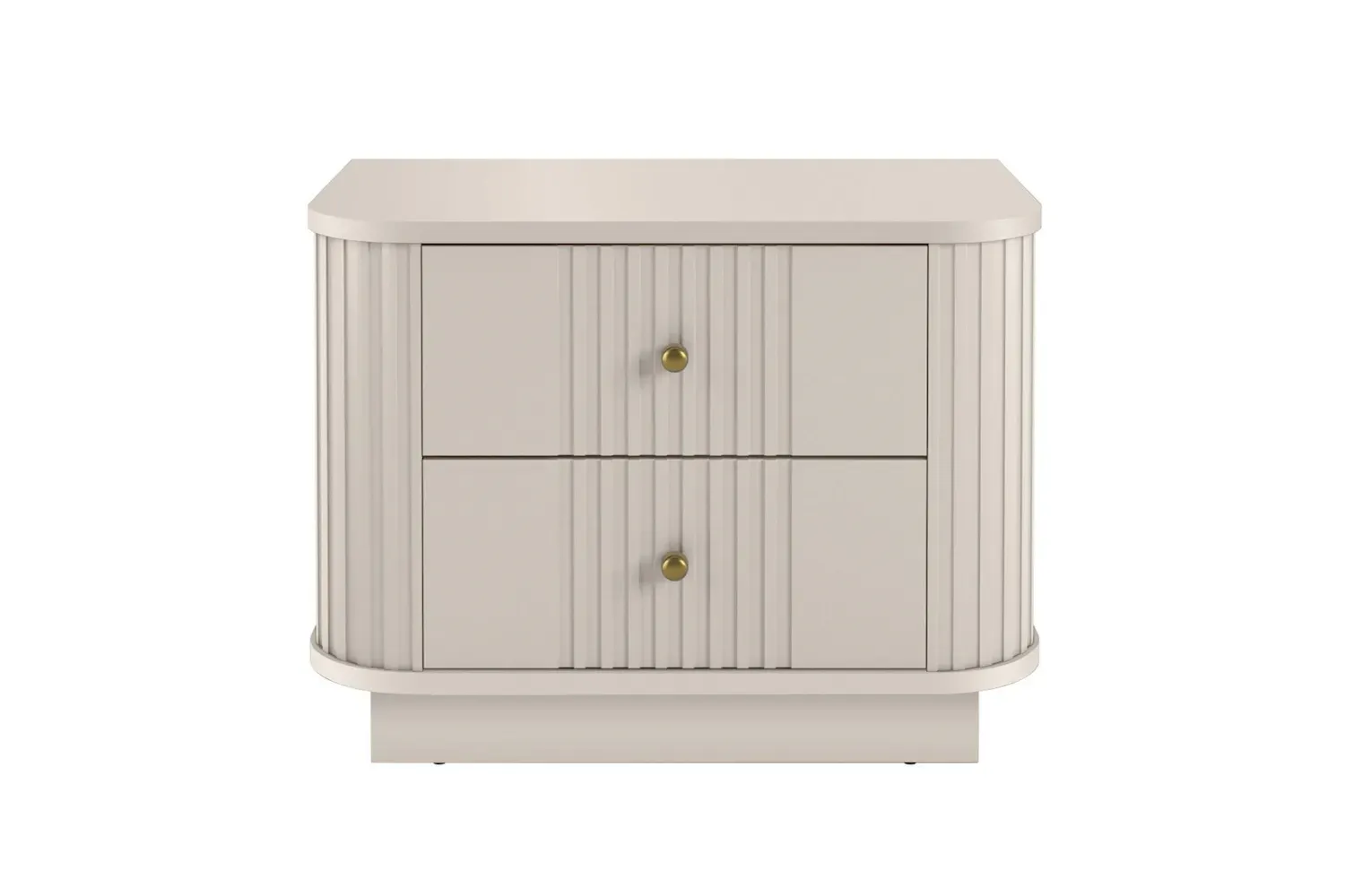 Zestaw szafka nocna z 2 szufladami VESPER 2-set ryflowany front - cashmere złote uchwyty cokół - B_169465