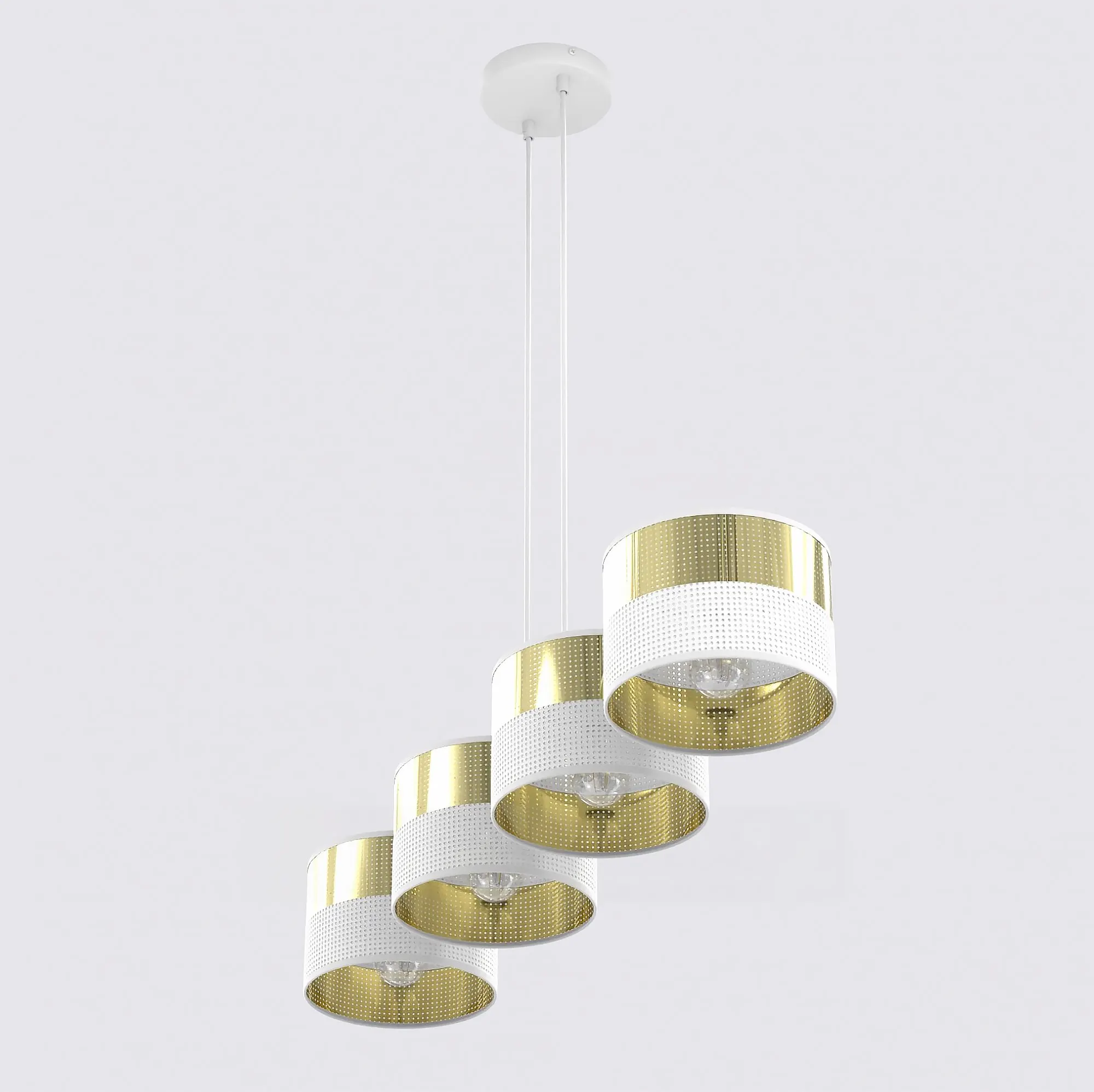 Lampa wisząca LUX 4 WH GOLD z abażurem biała złota - 1650/4