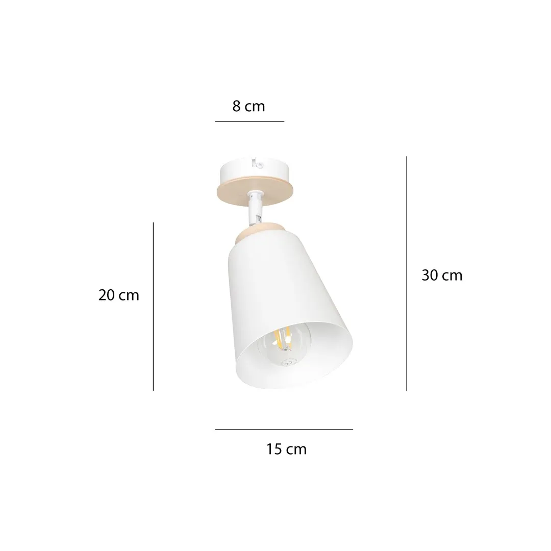 lampa, oprawa wisząca, biała, stożkowy abażur, wymiary 30 cm