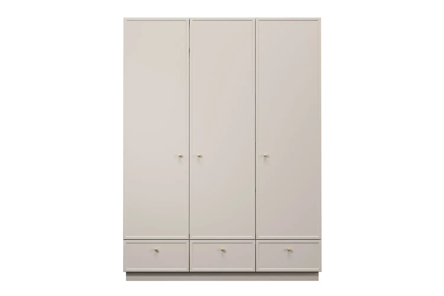 Szafa 3-drzwiowa z 3 szufladami LORINI 150 - cashmere gałka złota cokół - B_166715