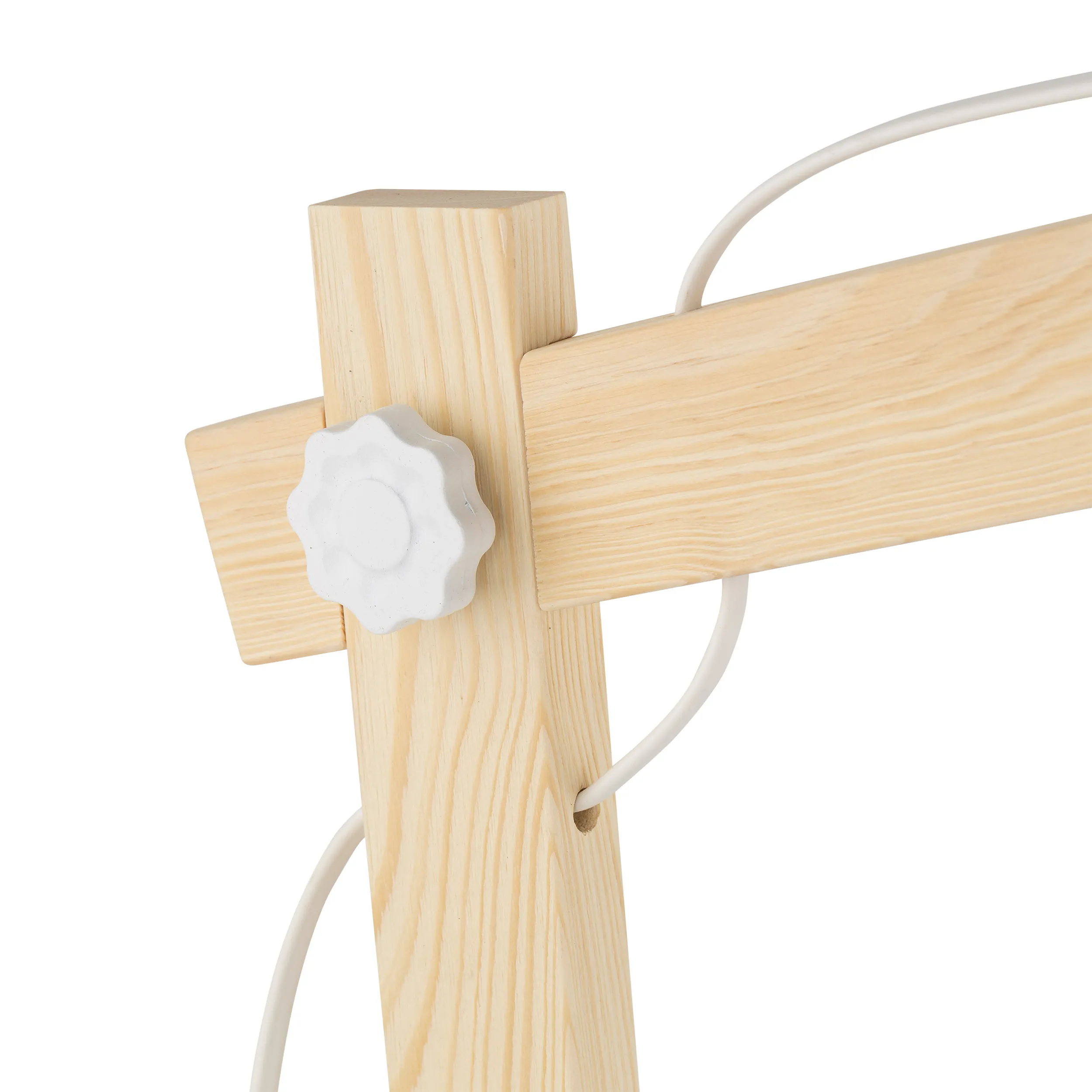 Lampka nocna OSLO biała jasne drewniane ramię 52x42x18cm - TK_5347